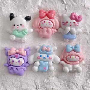 Sanrio pesona Resin sayap malaikat kartun Kuromi Pochacco Melody Cinnamoroll DIY dekorasi