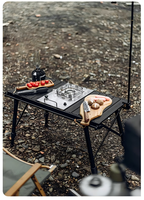 Réchaud à gaz portable en acier inoxydable coupe-vent, puissant, avec débitmètre d'air à zone variable pour camping en extérieur, auto-conduite et bureau