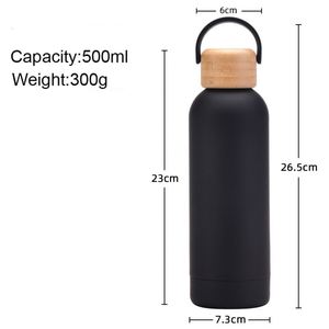New 500ml <b>Small</b> Mouth Insulated Cup Portable Handle Bamboo and Wood Cover Water <b>Bottle</b> Simple Outdoor Sports Water <b>Bottle</b> - Product Image 5