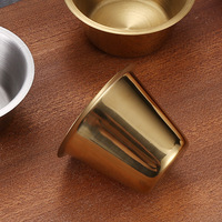 Coupelle à sauce en acier inoxydable 304 écologique, dorée, compatible micro-ondes, design moderne et minimaliste, pour ketchup, vinaigre et condiments