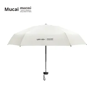 Paraguas <span class=keywords><strong>Mucai</strong></span> de 5 pliegues con mango plano, revestimiento negro, protección UV, parasol y paraguas de lluvia de color sólido - Product Image 4