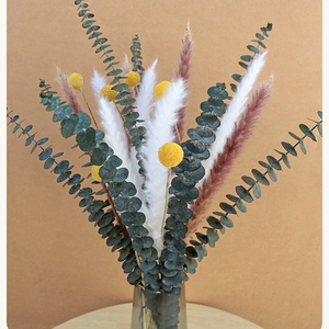Hierba de Pampas Seca Natural, Ramo Mixto con Eucalipto y Craspedia Preservados, para Decoración Boho del Hogar, Arreglos Florales DIY - Product Image 6