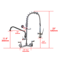 Robinet d'évier de cuisine professionnel en laiton écologique, 2 trous, avec pulvérisateur de pré-évier intégré, remplisseur de pot industriel orientable, pour usage en salle de bain