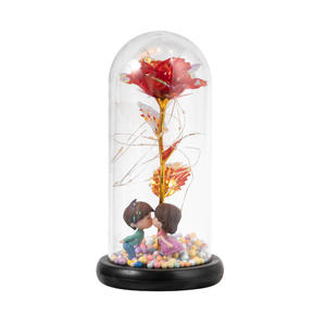 Rose éternelle fleur artificielle poupée Couple <span class=keywords><strong>abat</strong></span>-<span class=keywords><strong>jour</strong></span> en verre écologique haute qualité chinois saint valentin anniversaire cadeau nuit - Product Image 6