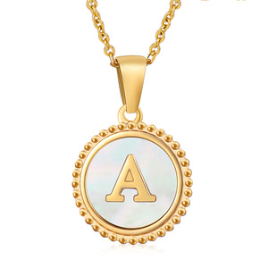 Zogxin Stainless Steel <b>Abalone</b> <b>Shell</b> Letter Pendant Necklace 18K Gold Plated Women's Jewelry European Style Fashion Pendants - Product Image 4