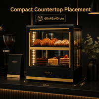 Direkt vom Hersteller: Zweistufige Glas-Bäckereivitrine mit Warm-LED-Beleuchtung für Cafés und Konditoreien - Mindestbestellmenge 1 Stück