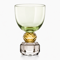 Verre à eau en cristal soufflé à la main avec pied en laiton facetté, décoratif de luxe, capacité 0,35 L, pour hôtels, banquets, mariages