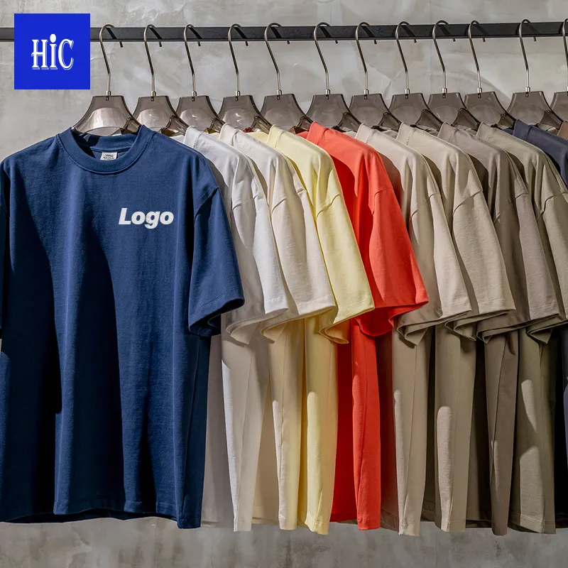 HIC-Camiseta de manga corta para hombres, prenda de vestir, de gran tamaño, personalizada, 2023G, 305 algodón, con hombro caído pesado, color sólido, 100%