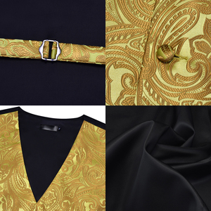 Gilet formale da uomo 7-in-1 Set gilet Business classico con cravatta a farfalla <span class=keywords><strong>e</strong></span> spilla quadrata tascabile per abito da sposa smoking - Product Image 5