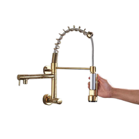 Robinet de cuisine mural multifonctionnel en alliage de cuivre, moderne et simple, pour eau froide, avec douchette extractible et rotative