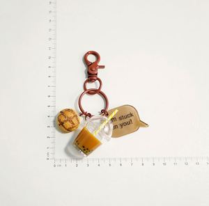 Cute <b>Biscuit</b> Pearl Tea Cup KeyChain Keyring Fashion Backpack Pendant Keychain <b>Gift</b> for Women Car Key Chain Accessories Lavero - Product Image 2