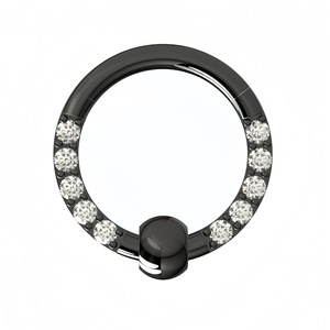 Anneau de nez en acier inoxydable 316L avec zircon, fermeture à boule, sertissage à griffes, bijou de piercing unisexe - Product Image 4