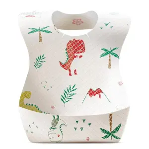 Babadores descartáveis para bebês, babadores descartáveis portáteis de tecido não tecido com estampa personalizada para bebês
