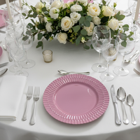 Assiettes de présentation de luxe en PP de 13 pouces, dorées, à motif personnalisé, durables et réutilisables pour mariages, anniversaires, fêtes nuptiales et événements