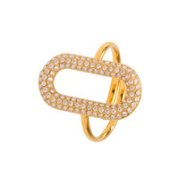 Bague ouverte géométrique en forme de cœur, en acier inoxydable plaqué or 18 carats PVD, sans ternissement, sertie de zircon blanc 5A – Fournisseur de bijoux pour commandes en gros