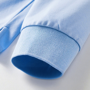 <b>Men</b> Light Blue <b>Long</b> <b>Sleeve</b> <b>Polo</b> <b>Shirt</b> Knitted Cotton Casual Style Breathable Solid Color Regular Fit - Product Image 5