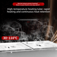 Vitrine chauffante commerciale en acier inoxydable, comptoir de service isotherme pour restauration rapide, pot à soupe chauffant électriquement