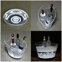 Secchiello per Ghiaccio Luminoso per Feste all'Aperto e Matrimoni, Ricaricabile, con Doppio Manico, Illuminazione LED, Secchiello per Vino in Plastica