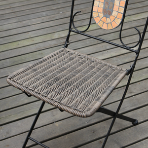 Leisure 3-Piece Steel Rattan Modern Outdoor <b>Garden</b> <b>Set</b> With Coffee Table and Chairs - Product Image 2