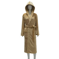 Peignoir en polaire de flanelle unisexe personnalisé pour femmes hiver longs hommes vêtements de nuit Spa bain Robe à capuche
