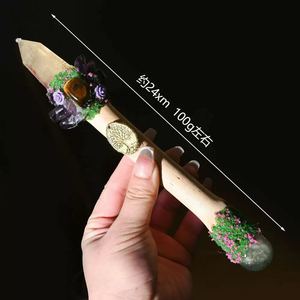 Bán Buôn Tự Nhiên Màu Trắng Cổ Tích Thanh Pha Lê Mía Khác Pha Lê Thủ Công Mỹ Nghệ Thạch Anh Tím Cây Đũa Thần - Product Image 4