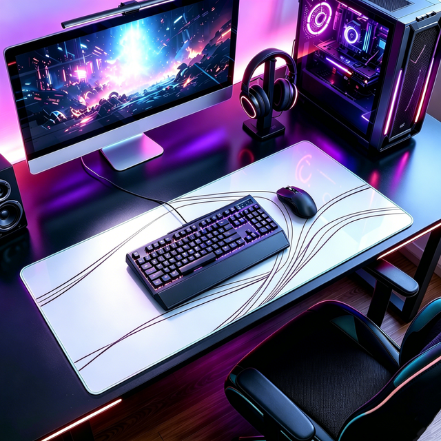 Customizable Large Precise Tracking Tempered Glass Mouse Pad Non Slip PU Base Extended Desk Mat Gaming Esport Waterproof