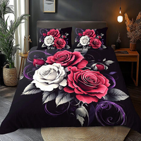 Parure de lit 3 pièces en microfibre imprimée 3D 5D florale numérique, taille King US/UK