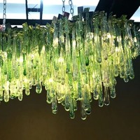 Lustre sur mesure BGST, grand modèle, moderne, pour salon, luminaire suspendu, goutte d'eau verte, Art Déco, pour hôtel