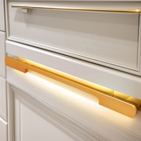 Longue poignée en alliage d'aluminium avec design doré et arrière pour commode de chambre à coucher armoire armoires de cuisine tiroirs