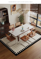 Table de Salle à Manger Vintage en Bois Massif avec Pied en Acier Inoxydable, Moderne Minimaliste, Petit Appartement