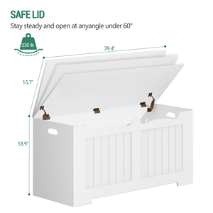 Banc de rangement en bois avec 2 charnières de sécurité-<span class=keywords><strong>Coffre</strong></span> organisateur relevable pour entrée, chambre et salon - Product Image 3