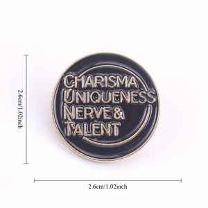 Broche <span class=keywords><strong>de</strong></span> <span class=keywords><strong>trait</strong></span> <span class=keywords><strong>de</strong></span> personnalité-"Charisme, unicité, nerf et talent" avec minimalisme noir-or, chiffrement d'élite <span class=keywords><strong>de</strong></span> bureau - Product Image 4
