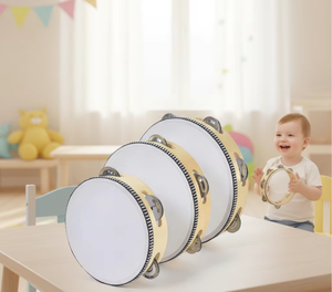 <span class=keywords><strong>Tambourin</strong></span> en bois à une rangée de cordes Orff avec peau de tambour en polyester, tailles 5/4/6/7/8/10 pouces, super résistant - Product Image 5