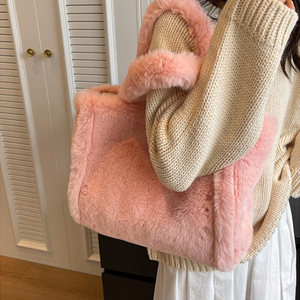 Women's Fluffy Teddy Shoulder <strong>Bags</strong> Wholesale Winter Plush Tote <strong>Bags</strong> Faux Fur Ladies Handbags - Product Image 5
