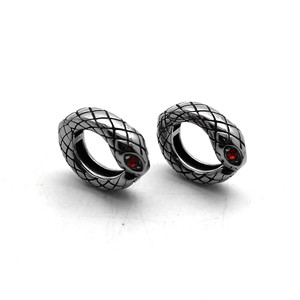 yunnique Clip-on <b>Earrings</b> Titanium Steel Cobra Design <b>Red</b> Eye Geometric Animal Shape Fashion Jewelry For Non-Pierced Ears - Product Image 1