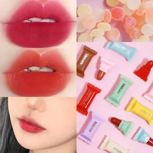 Lipstik Mini Candy organik vegan tahan air Matte mengkilap, Lipstik Kit bibir tahan lama tahan air