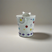 Jardinière en céramique en forme de chat Pot de plantes décoratif animal mignon Jardinière florale et à pois colorée créative pour bureau ou maison