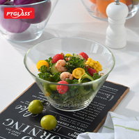 Bol à salade Pyglass en verre borosilicate haute résistance, transparent, grand format, épaissi, compatible micro-ondes et congélateur