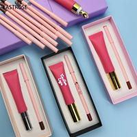 Ensemble de gloss à lèvres et crayon à lèvres vegan, rouge à lèvres imperméable longue durée, kit de maquillage pour les lèvres 2 en 1