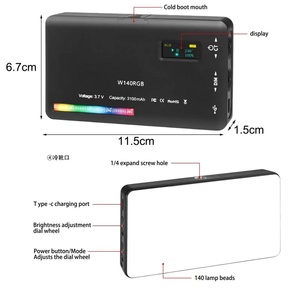W140 RGB LED Video đầy đủ màu sắc ánh sáng 2500-9000K 8W 3100mAh nhiếp ảnh máy ảnh Ánh sáng Dimmable Pocket Bảng điều chỉnh ánh sáng - Product Image 6