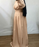 Abaya islamique élégante et modeste R-868 pour femmes, longueur cheville, manches longues, respirante, pour les fêtes et le quotidien, pour le Ramadan/Eid
