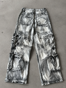 <span class=keywords><strong>Jeans</strong></span> da Lavoro Personalizzati OEM Sbiancati e Lavati all'Acido, con Tasche Multiple con Cerniera, <span class=keywords><strong>Gamba</strong></span> <span class=keywords><strong>Larga</strong></span> e Stile Retrò Scuro da <span class=keywords><strong>Uomo</strong></span> - Product Image 2