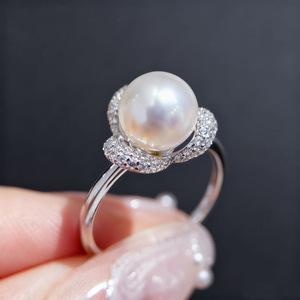 อุปกรณ์ทำเครื่องประดับมุก DIY 10752 แหวนเงินแท้ S925 ตัวเปล่า สีทอง/สีเงิน สำหรับตกแต่งแฟชั่น ใช้กับมุกทรงกลมขนาด 7-9 มม. - Product Image 1