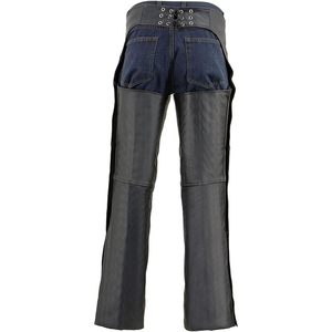 Chapas de cuero negro para hombre 2025, bolsillos con cremallera lateral doble para muslo, bolsillos cerrados con cremallera lateral doble para motociclista, carreras de automóviles - Product Image 5