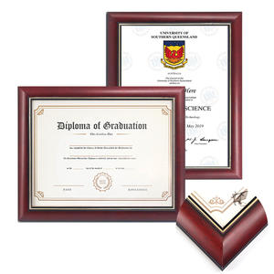 Madera maciza 8,5x11 A4 Marco de diploma de graduación Marcos de certificado Marcos de documentos con adorno dorado - Product Image 1