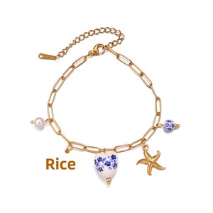 Nuova Serie Marina Creativa <span class=keywords><strong>Tina</strong></span>: Set Collana e Bracciale da Donna in Acciaio Inox con Motivo in Ceramica, Albero di Cocco, Perla e Conchiglia - Product Image 5