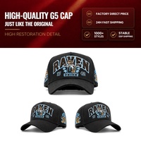 Nouvelle Arrivée Casquette de Baseball DMG de Qualité Originale à 5 Panneaux avec Visière Courbe en Suède, Logo Brodé 3D, Strass et Boucle Métallique