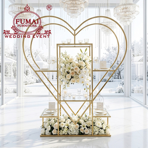 Heart Shape Wedding Decorative Wine Rack Back Bar Golden Metal Display Shelf - Product Image 6