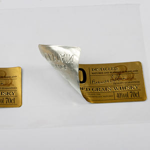 Tùy chỉnh Whisky/ Brandy/ Vodka/bia/rượu vang trắng/rượu vang đỏ chai thủy tinh kim loại nhãn in ấn dính nhôm dán nổi - Product Image 2