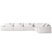 Minimalistisches Polsterstoff-Sofa-Set mit breiten Armlehnen, weichen Kissen, Couch-Sektionen, Wohnzimmermöbel, Lounge-Sitzgelegenheiten